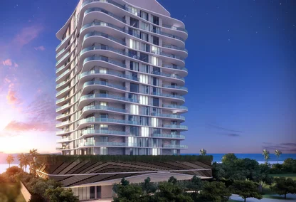 Sabbia Beach condos in Pompano Beach exterior front rendering