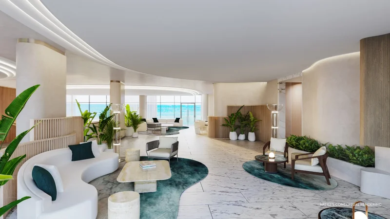Promenade lounge interior at Casamar with ocean views and seating areas