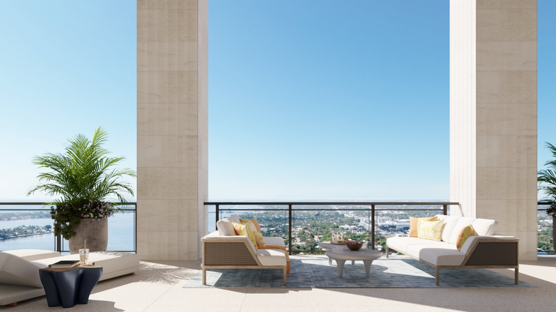 South Flagler House Condos in West Palm Beach, Florida - Terrace and water view
