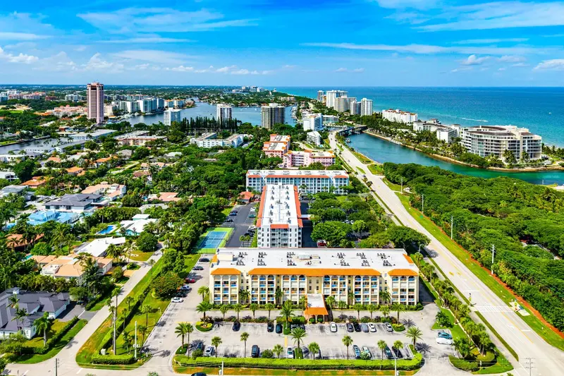 Aerial of the Boca Raton Inlet, Atlantic Ocean, and Tierra Del Mar Condos