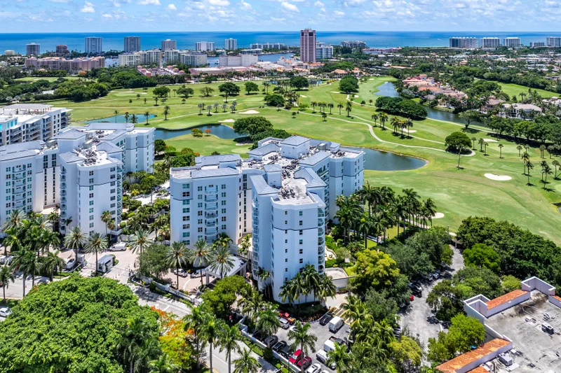 Townsend Place Condos with Boca Resort in Background Aerial